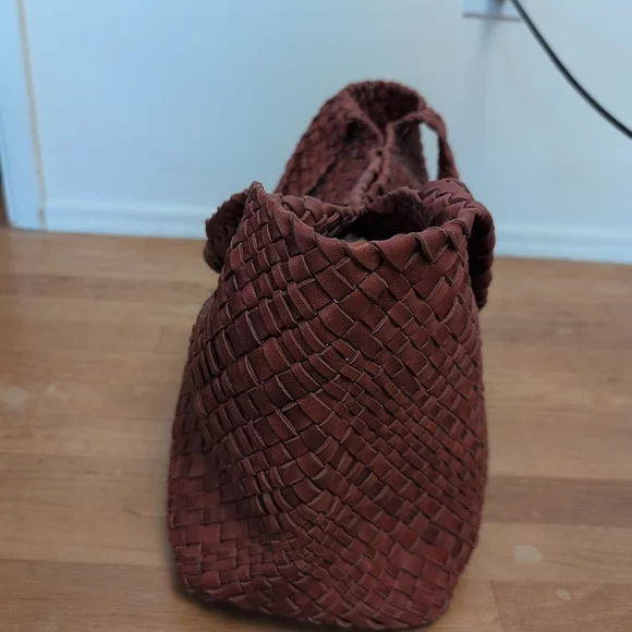 Falorni Luxury Woven Soft Leather Tote NWOT Reddish Brown - Picture 9 of 16